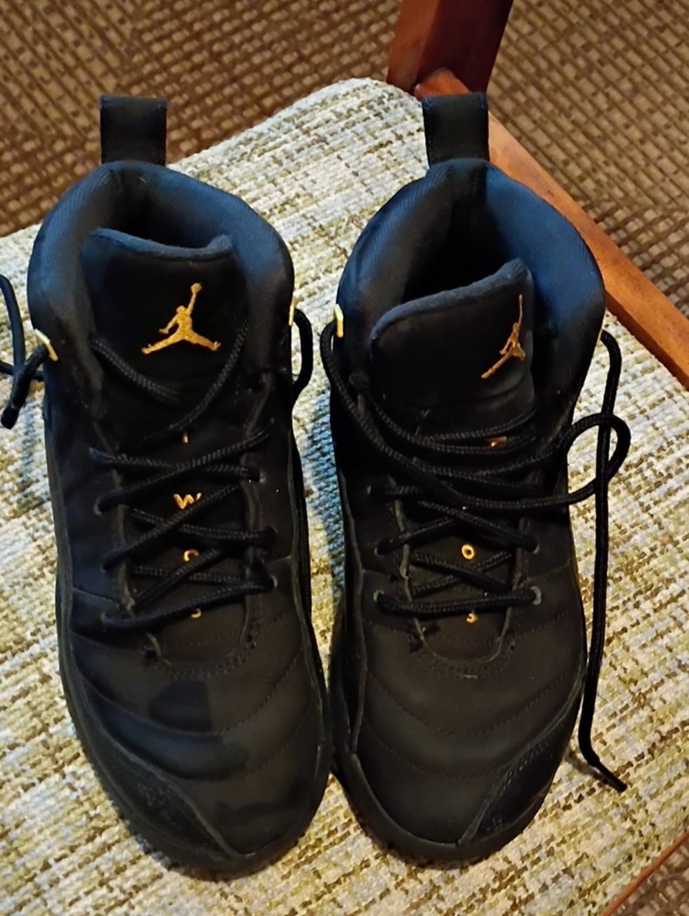 Jordan Kids Black and Gold High-Top Sneakers